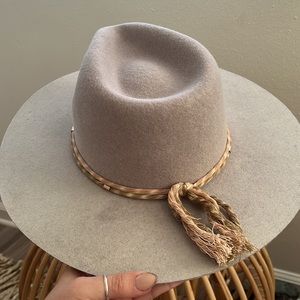 Grey flat brim hat